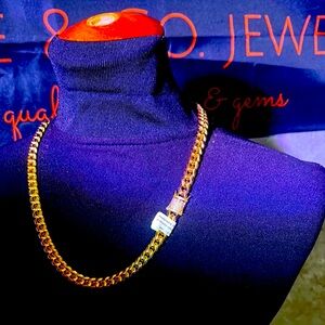 24” 10mm Cuban chain 18k gf with moissanite box lock